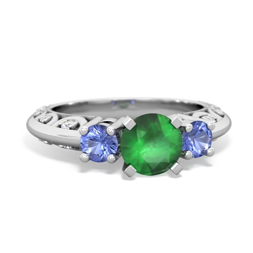 emerald-tanzanite engagement ring