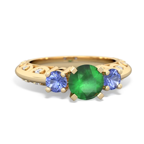 emerald-tanzanite engagement ring