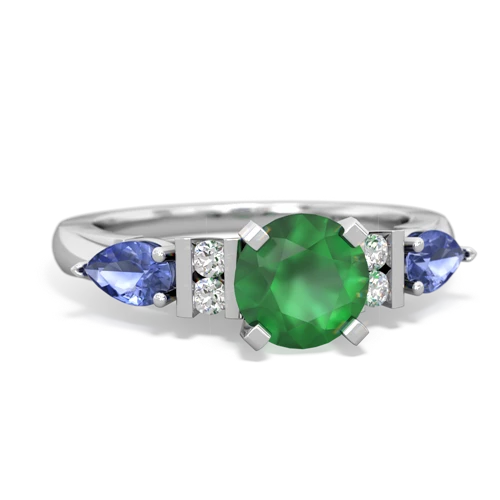 Emerald Genuine Emerald with Genuine Tanzanite and Genuine Smoky Quartz Engagement ring Ring