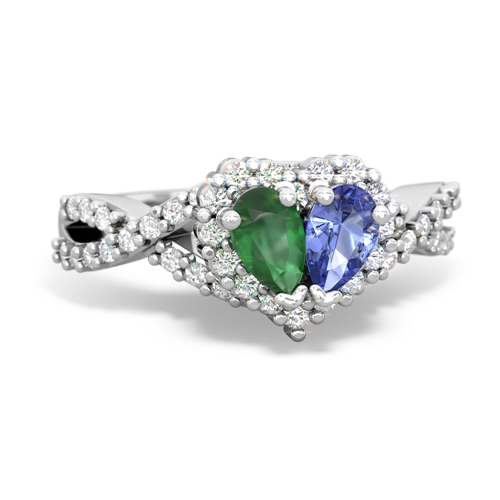 emerald-tanzanite engagement ring