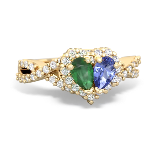 emerald-tanzanite engagement ring