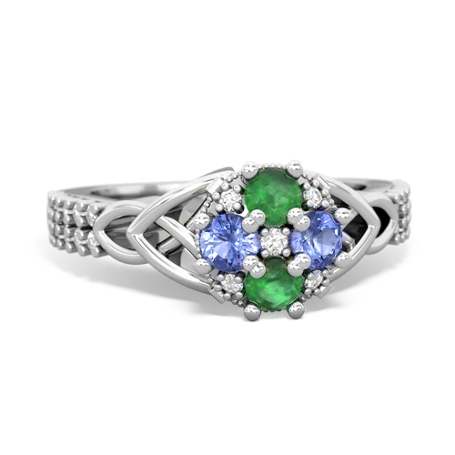 Emerald Genuine Emerald with Genuine Tanzanite Celtic Knot Engagement ring Ring