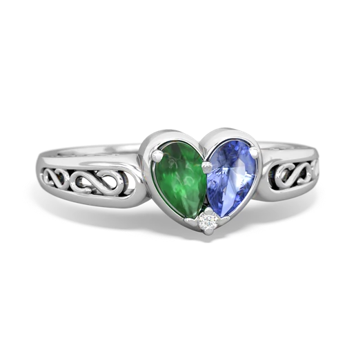 emerald-tanzanite filligree ring