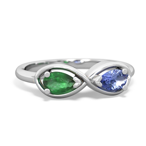 Emerald Genuine Emerald with Genuine Tanzanite Infinity ring Ring