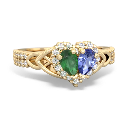 Emerald Genuine Emerald with Genuine Tanzanite Celtic Knot Engagement ring Ring