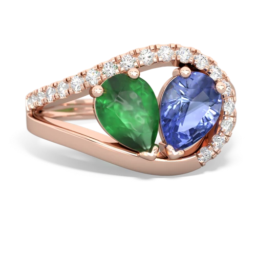 emerald-tanzanite pave heart ring