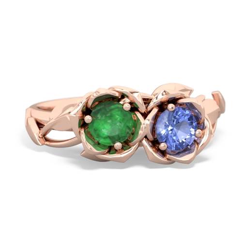 emerald-tanzanite roses ring