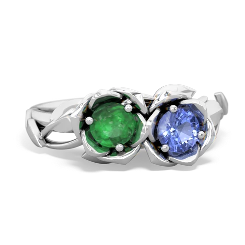 emerald-tanzanite roses ring