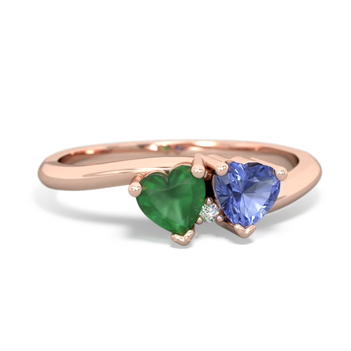 emerald-tanzanite sweethearts promise ring