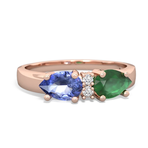 Emerald Genuine Emerald with Genuine Tanzanite Pear Bowtie ring Ring