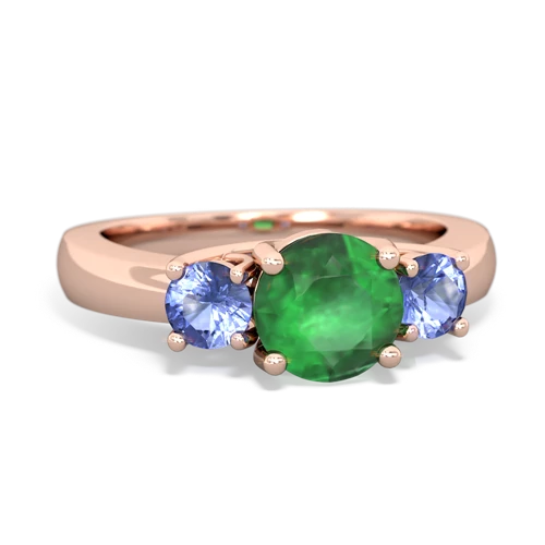 Emerald Genuine Emerald with Genuine Tanzanite and Genuine Tanzanite Three Stone Trellis ring Ring