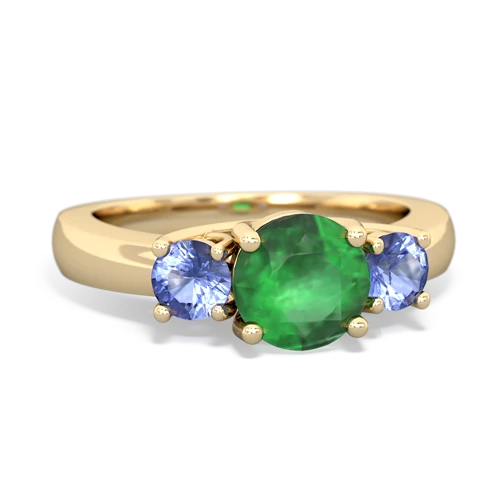 Emerald Genuine Emerald with Genuine Tanzanite and  Three Stone Trellis ring Ring