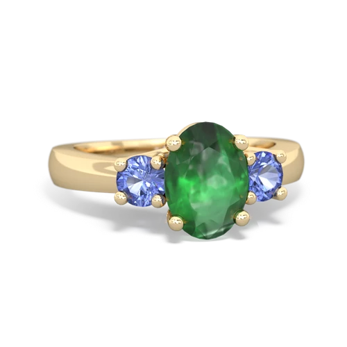 Emerald Genuine Emerald with Genuine Tanzanite Three Stone Trellis ring Ring