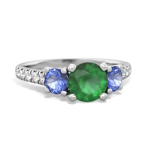 emerald-tanzanite trellis pave ring