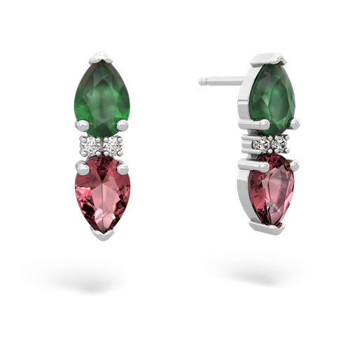 emerald-tourmaline bowtie earrings