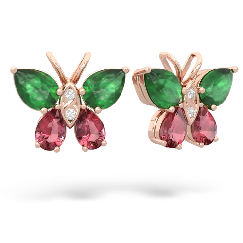 emerald-tourmaline butterfly earrings