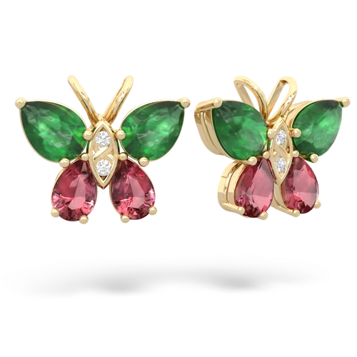 emerald-tourmaline butterfly earrings