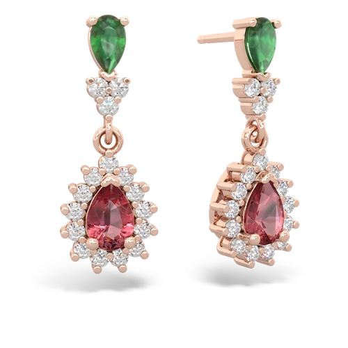 emerald-tourmaline dangle earrings