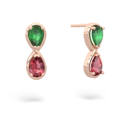 emerald-tourmaline infinity earrings