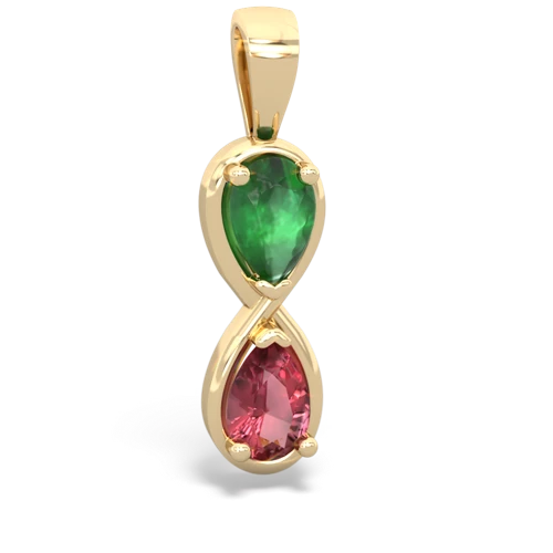 Emerald Genuine Emerald with Genuine Pink Tourmaline Infinity pendant Pendant