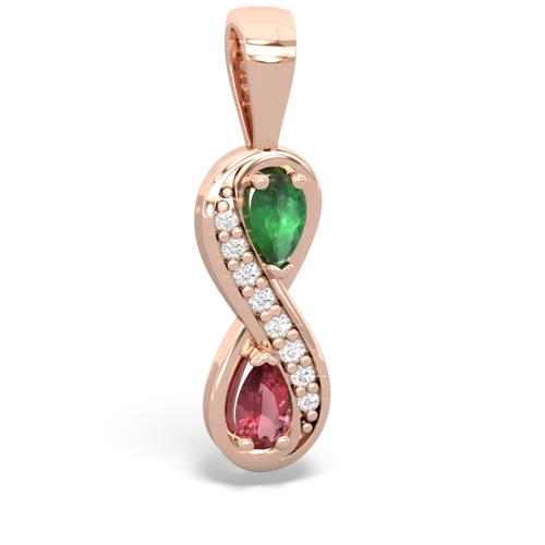 Emerald Genuine Emerald with Genuine Pink Tourmaline Keepsake Infinity pendant Pendant