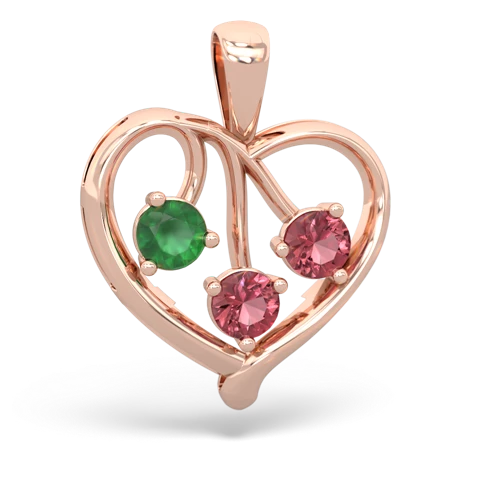 emerald-tourmaline love heart pendant