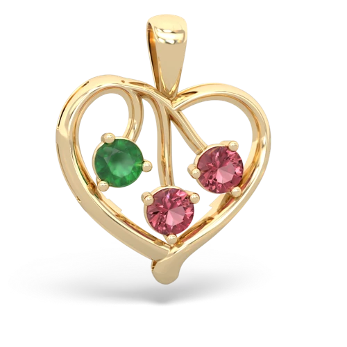 emerald-tourmaline love heart pendant