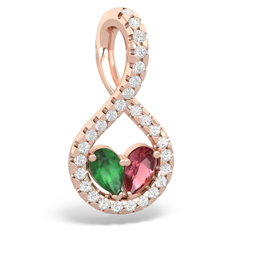 Emerald Genuine Emerald with Genuine Pink Tourmaline PavÃ© Twist pendant Pendant