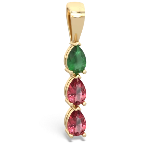 Emerald Genuine Emerald with Genuine Pink Tourmaline and Lab Created Alexandrite Three Stone pendant Pendant