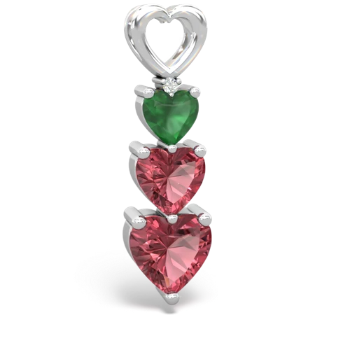 Emerald Genuine Emerald with Genuine Pink Tourmaline and Genuine Aquamarine Past Present Future pendant Pendant