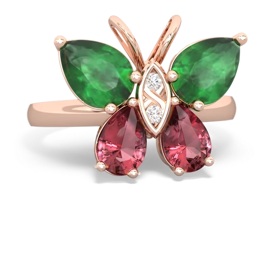 emerald-tourmaline butterfly ring