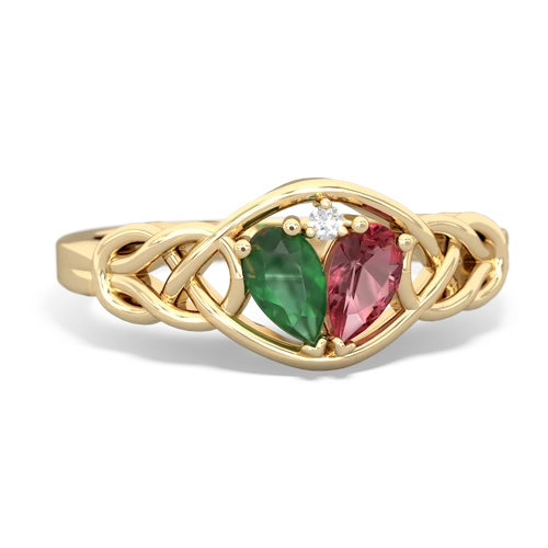 emerald-tourmaline celtic knot ring