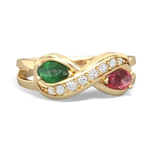 emerald-tourmaline diamond infinity ring