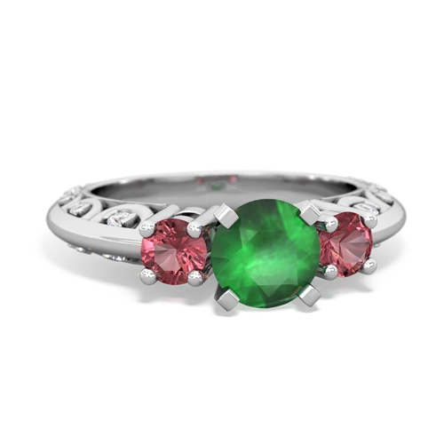 emerald-tourmaline engagement ring