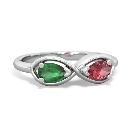 Emerald Genuine Emerald with Genuine Pink Tourmaline Infinity ring Ring