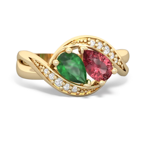 Emerald Genuine Emerald with Genuine Pink Tourmaline Summer Winds ring Ring
