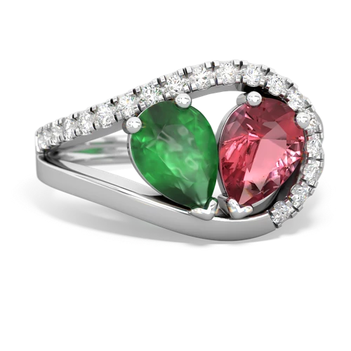 emerald-tourmaline pave heart ring
