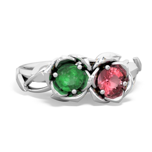 emerald-tourmaline roses ring