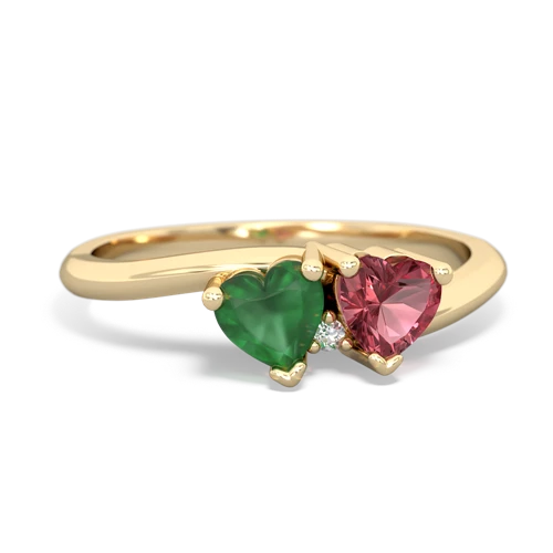 Emerald Genuine Emerald with Genuine Pink Tourmaline Sweetheart's Promise ring Ring