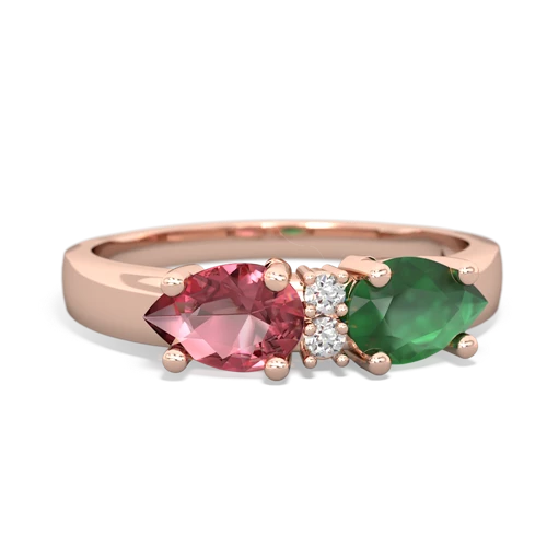 Emerald Genuine Emerald with Genuine Pink Tourmaline Pear Bowtie ring Ring