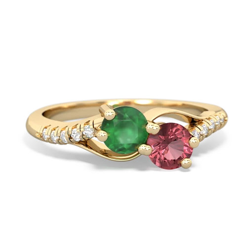 emerald-tourmaline two stone infinity ring