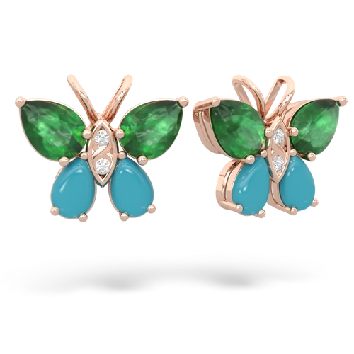 emerald-turquoise butterfly earrings