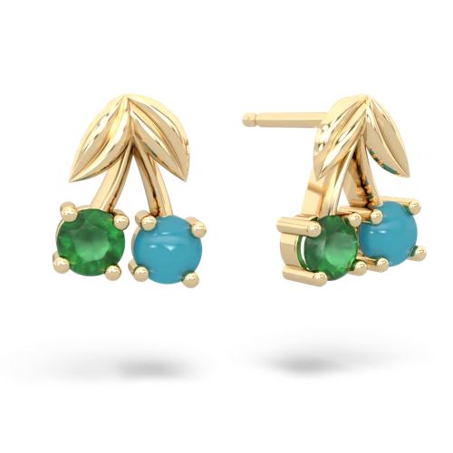 emerald-turquoise cherries earrings