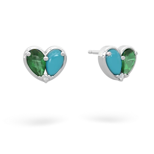 emerald-turquoise one heart earrings