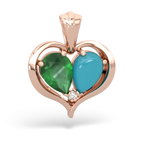 emerald-turquoise half heart whole pendant