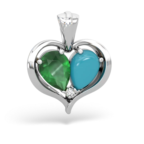 emerald-turquoise half heart whole pendant