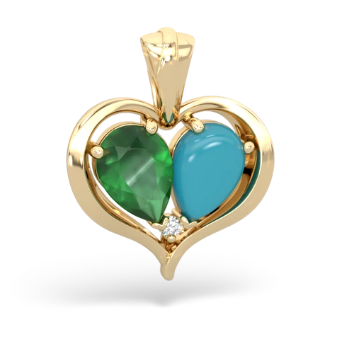 emerald-turquoise half heart whole pendant