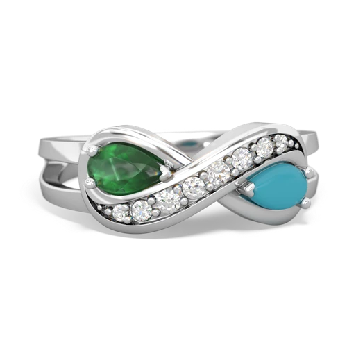 emerald-turquoise diamond infinity ring