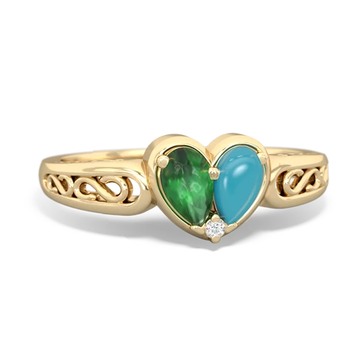 emerald-turquoise filligree ring