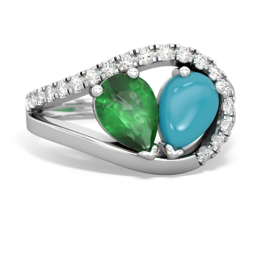 emerald-turquoise pave heart ring